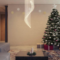 Siljoy Modern Spiral Staircase Chandelier Large Rain Drop Crystal Flush Mount Ceiling Light Fixture 10-Lights W32 X H100